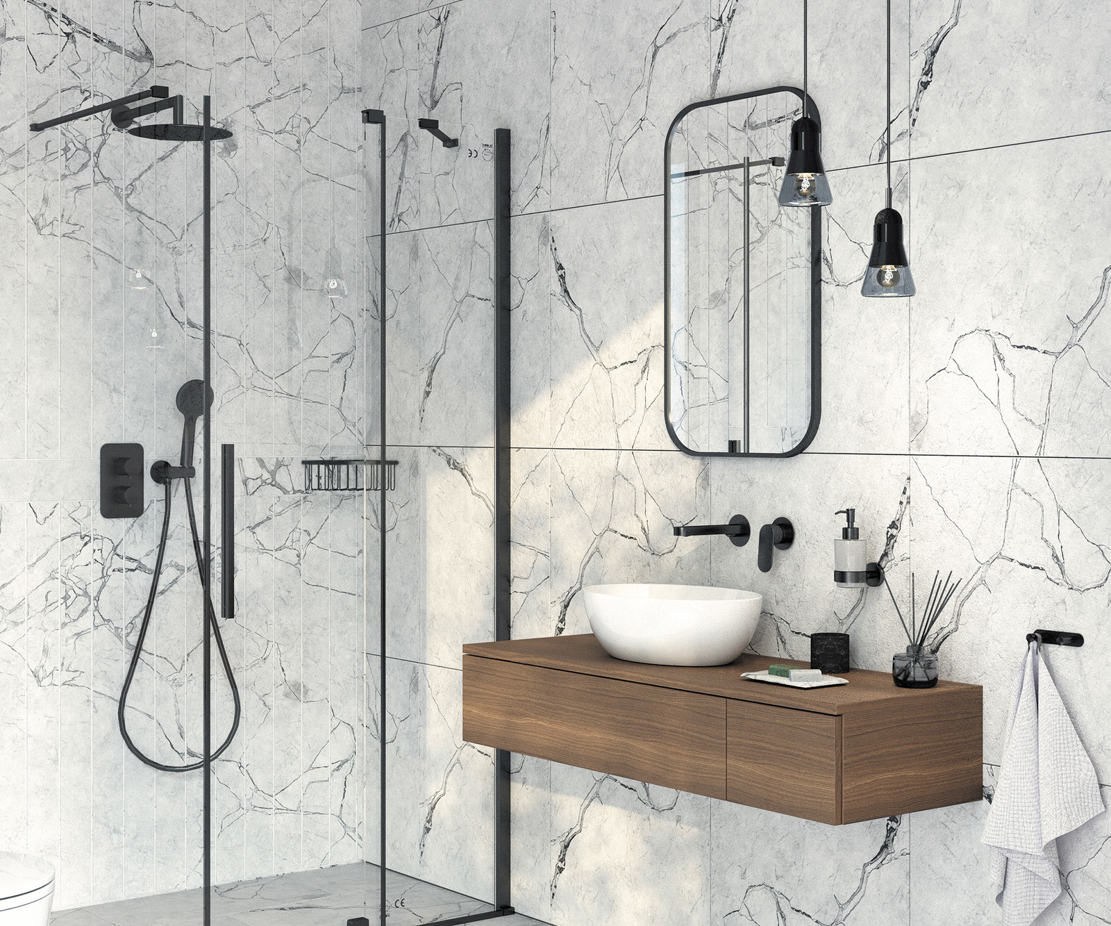 Therm Concealed Shower Set With Thermostatic Box Nero Bxyznebt